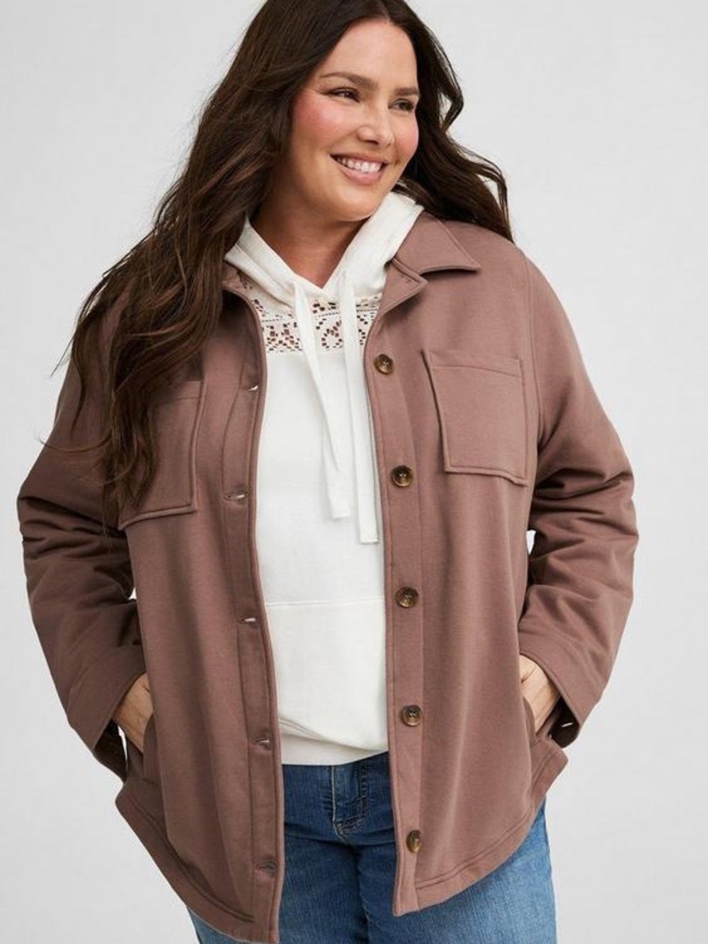 Torrid Fleece Shacket - Deep Taupe NWT Size 2X 18-20